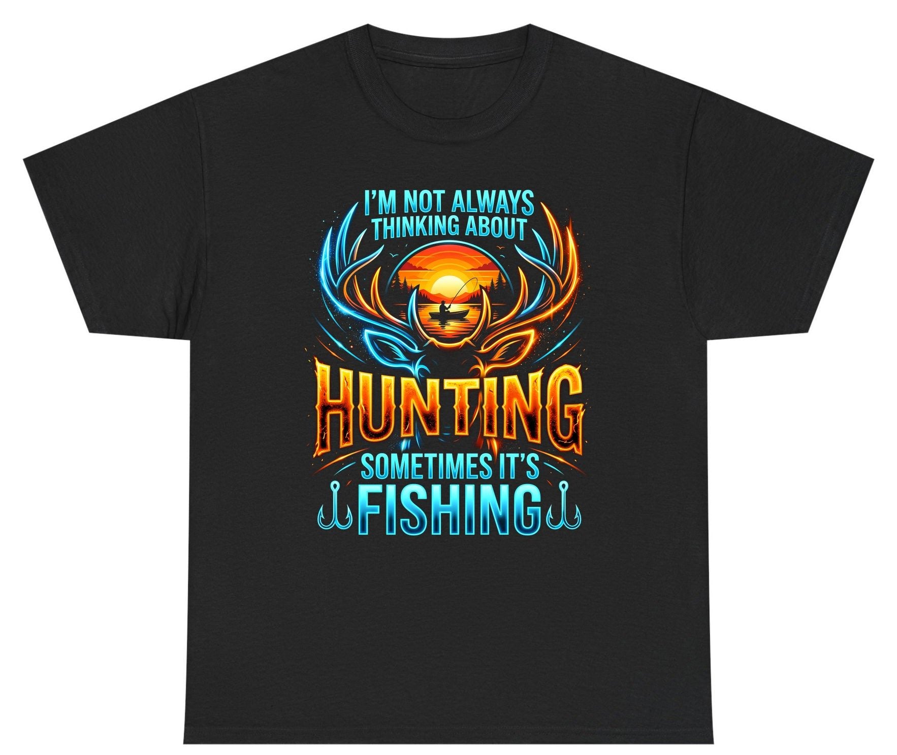 I'm Not Always Thinking About Hunting Sometimes It's Fishing hunting and fishing Youth T-Shirt Black product mockup