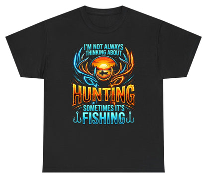 I'm Not Always Thinking About Hunting Sometimes It's Fishing hunting and fishing Youth T-Shirt Black product mockup