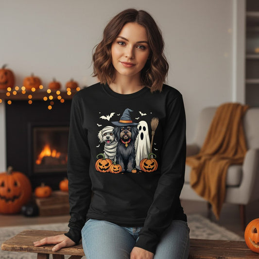 Halloween Dogs in Costumes Halloween dogs Long Sleeve Tee Black lifestyle mockup