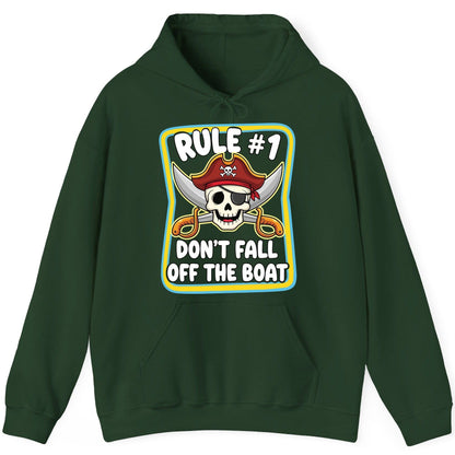 Rule 1 Don't Fall Off the Boat pirate Hoodie Forest Green product mockup