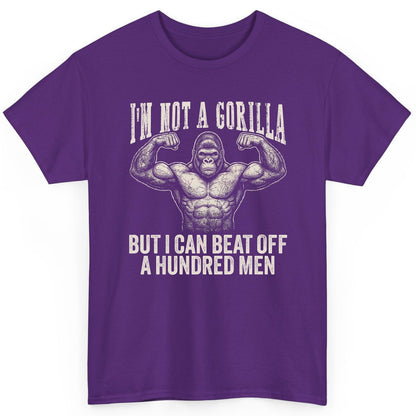 I'm Not a Gorilla but I Can Beat Off a Hundred Men gorilla T-Shirt Purple product mockup