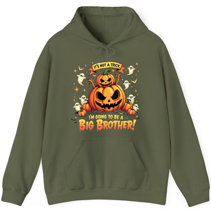 It's Not a Trick I'm Going to Be a Big Brother! Halloween big brother announcement Hoodie Military Green product mockup