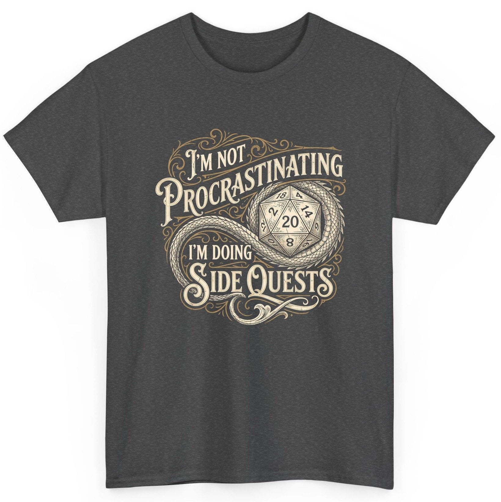 I'm Not Procrastinating I'm Doing Side Quests rpg gaming T-Shirt Dark Heather product mockup