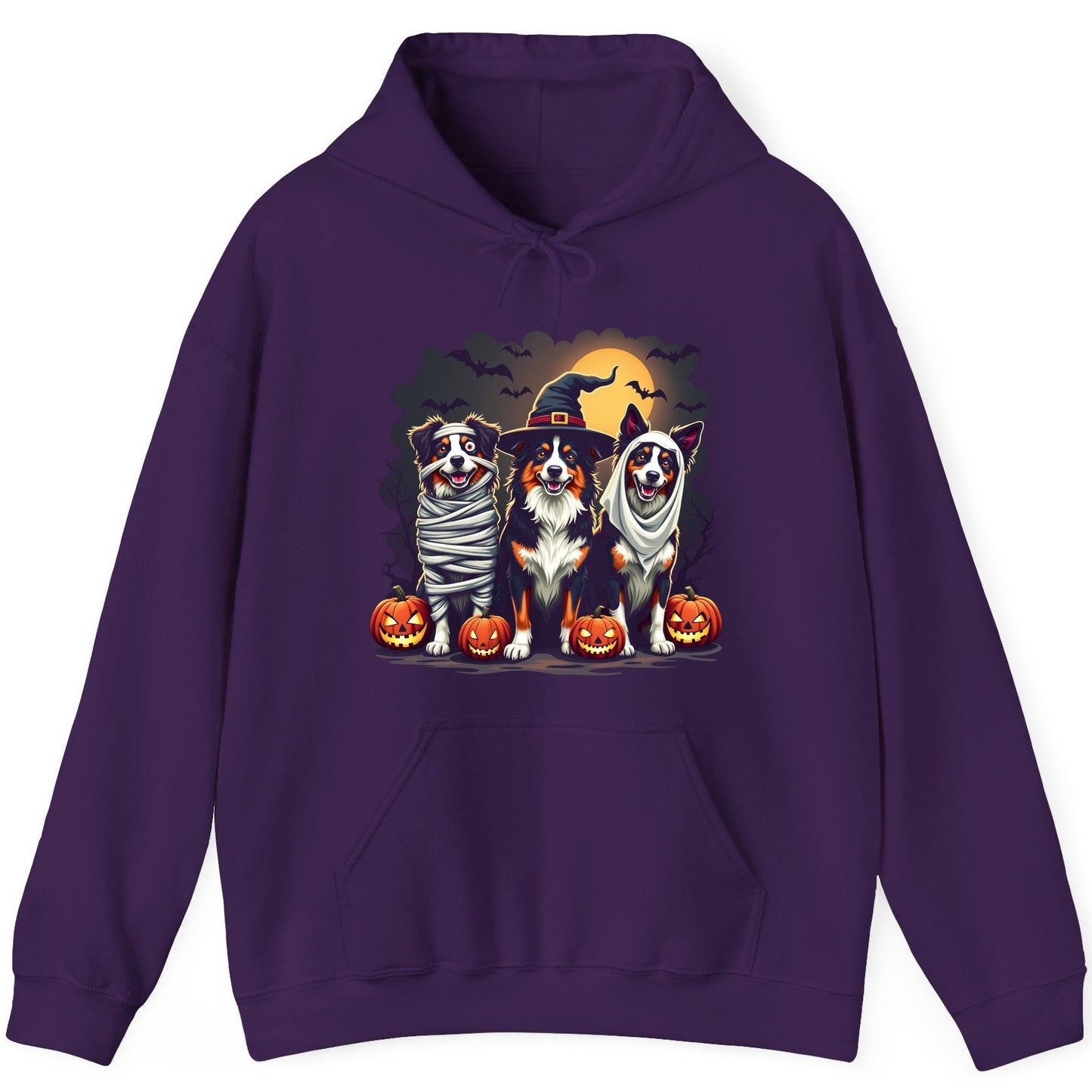 Australian Shepherd Halloween Dogs australian shepherd dogs Hoodie Purple product mockup