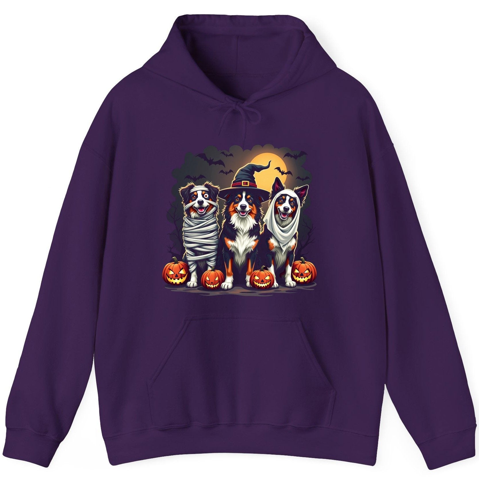 Australian Shepherd Halloween Dogs australian shepherd dogs Hoodie Purple product mockup