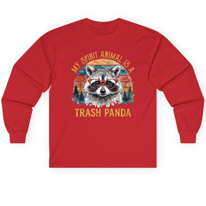My Spirit Animal Is a Trash Panda raccoon Long Sleeve Tee Red product mockup