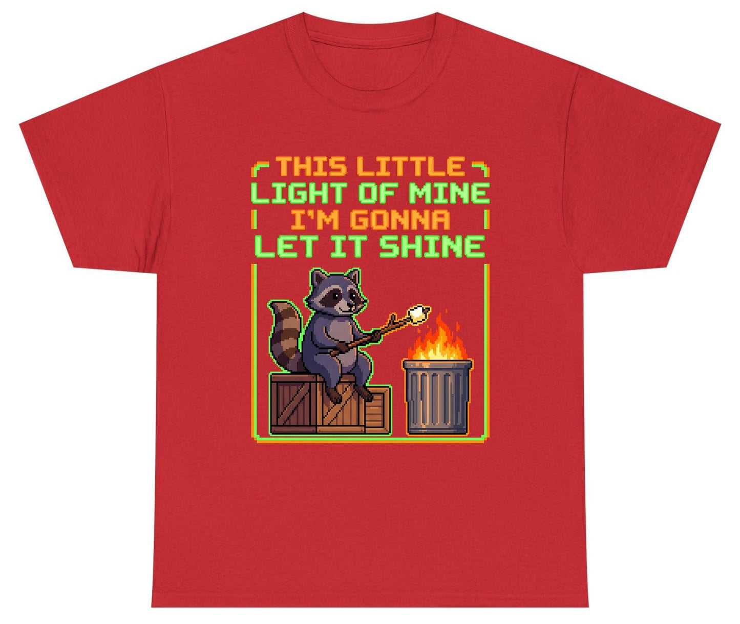 THIS LITTLE LIGHT OF MINE I'M GONNA LET IT SHINE Raccoon Youth T-Shirt Red product mockup