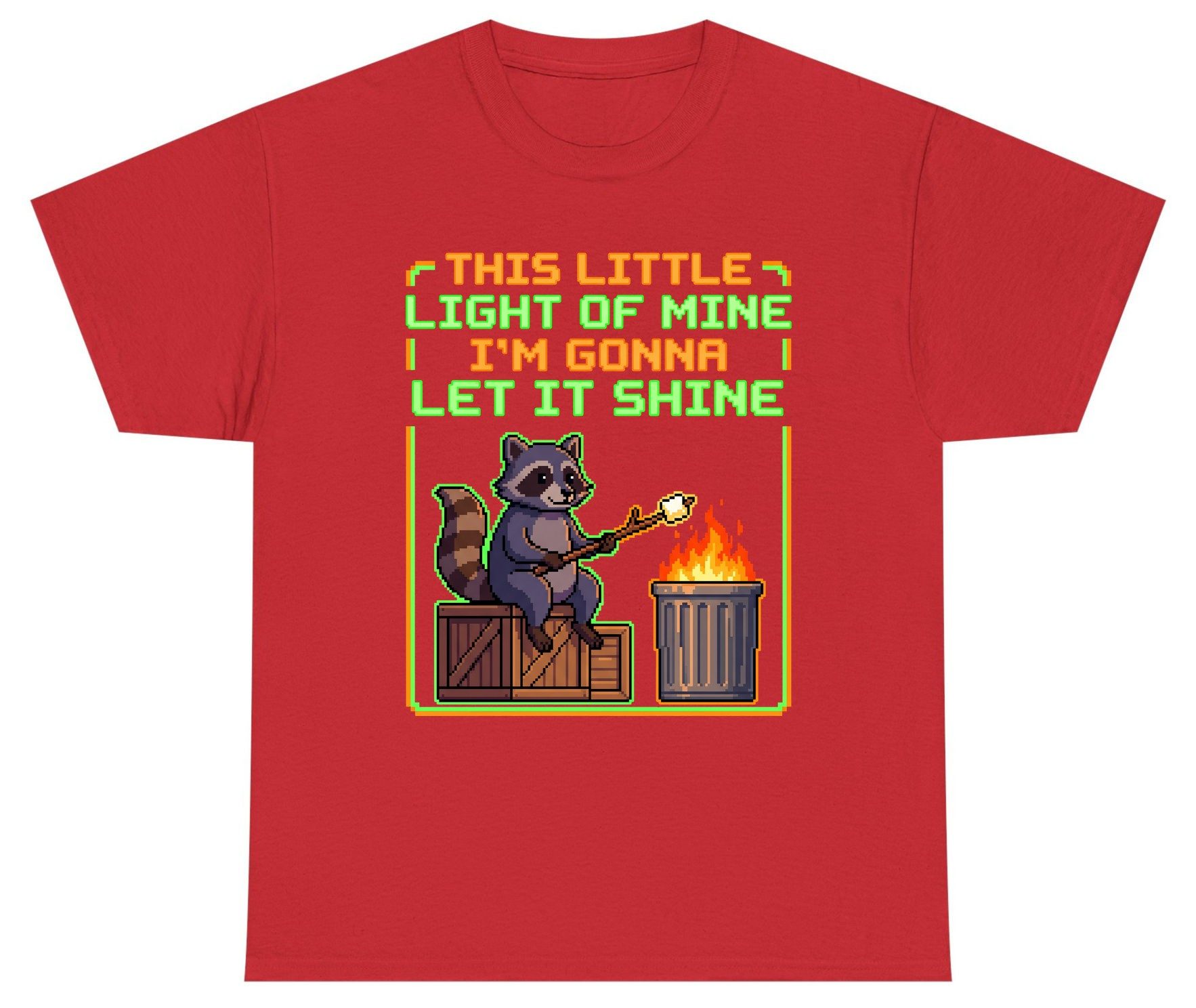 THIS LITTLE LIGHT OF MINE I'M GONNA LET IT SHINE Raccoon Youth T-Shirt Red product mockup