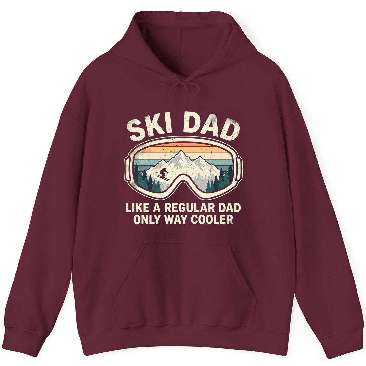 Ski Dad Like a Regular Dad Only Way Cooler skiing Hoodie Maroon product mockup