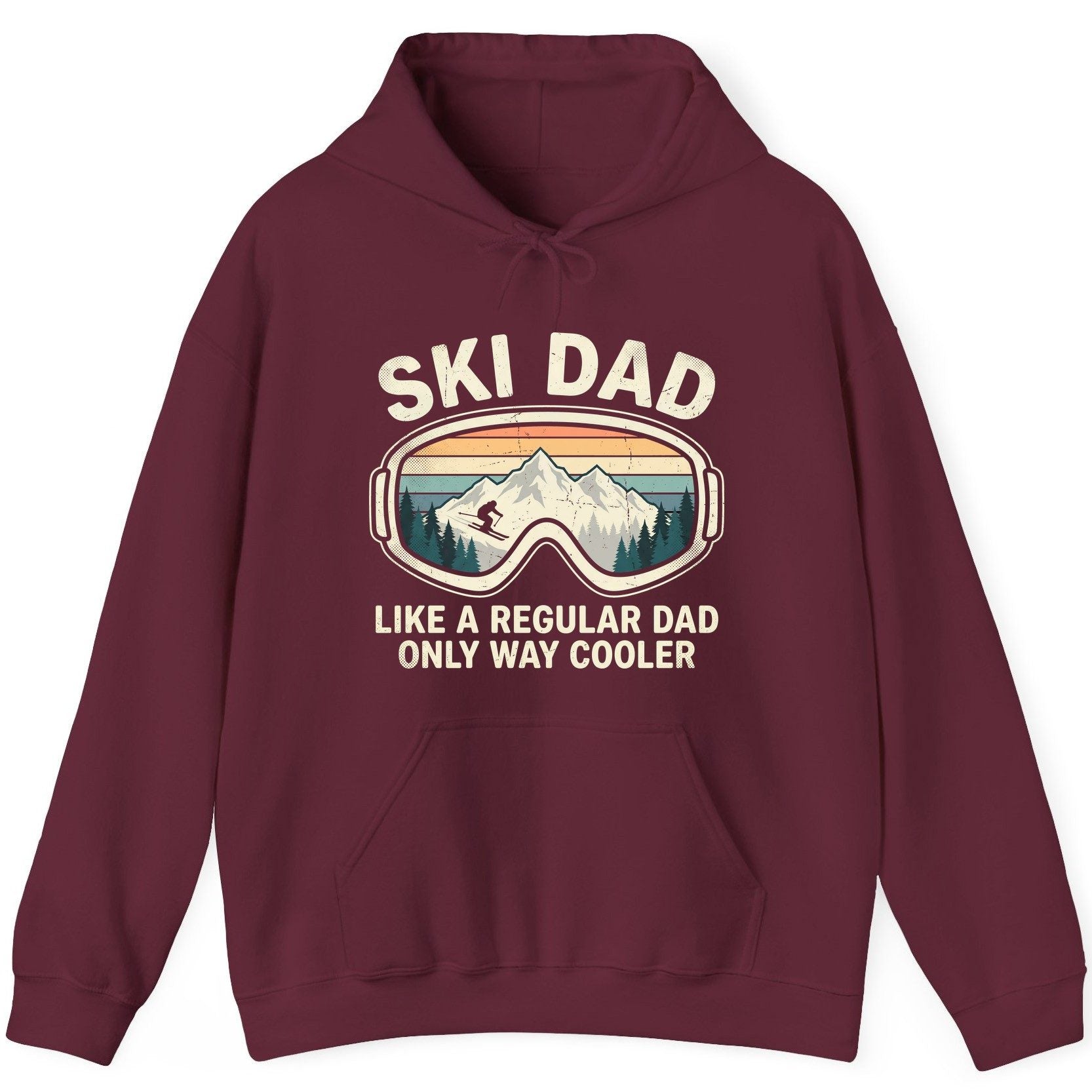 Ski Dad Like a Regular Dad Only Way Cooler skiing Hoodie Maroon product mockup