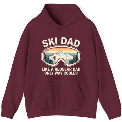 Ski Dad Like a Regular Dad Only Way Cooler skiing Hoodie Maroon product mockup