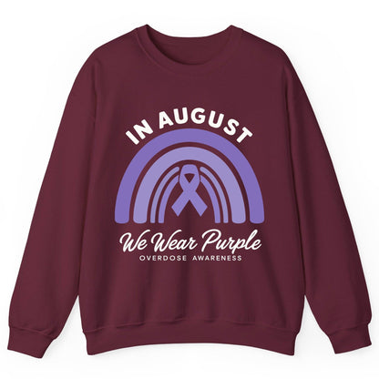 In August We Wear Purple Overdose Awareness overdose awareness Sweatshirt Maroon product mockup