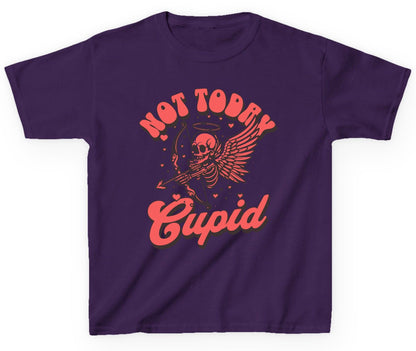 Not Today Cupid skeletal cupid Youth T-Shirt Purple product mockup