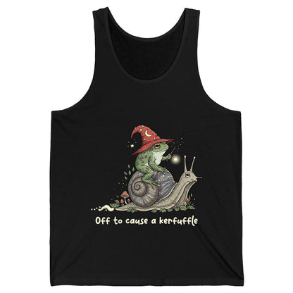 Off to Cause a Kerfuffle wizard frog Tank Top Black product mockup