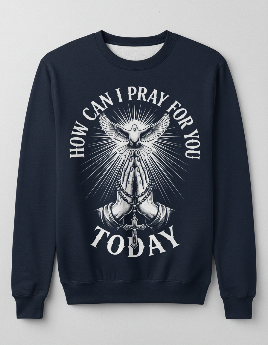 How Can I Pray For You Today Christian Faith Design Sweatshirt - Navy