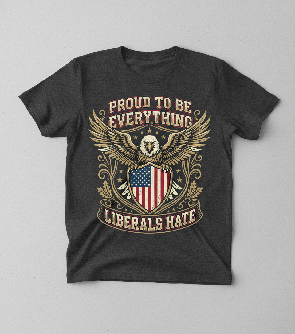 Proud To Be Everything Liberals Hate Patriotic Eagle T-Shirt - Dark Heather