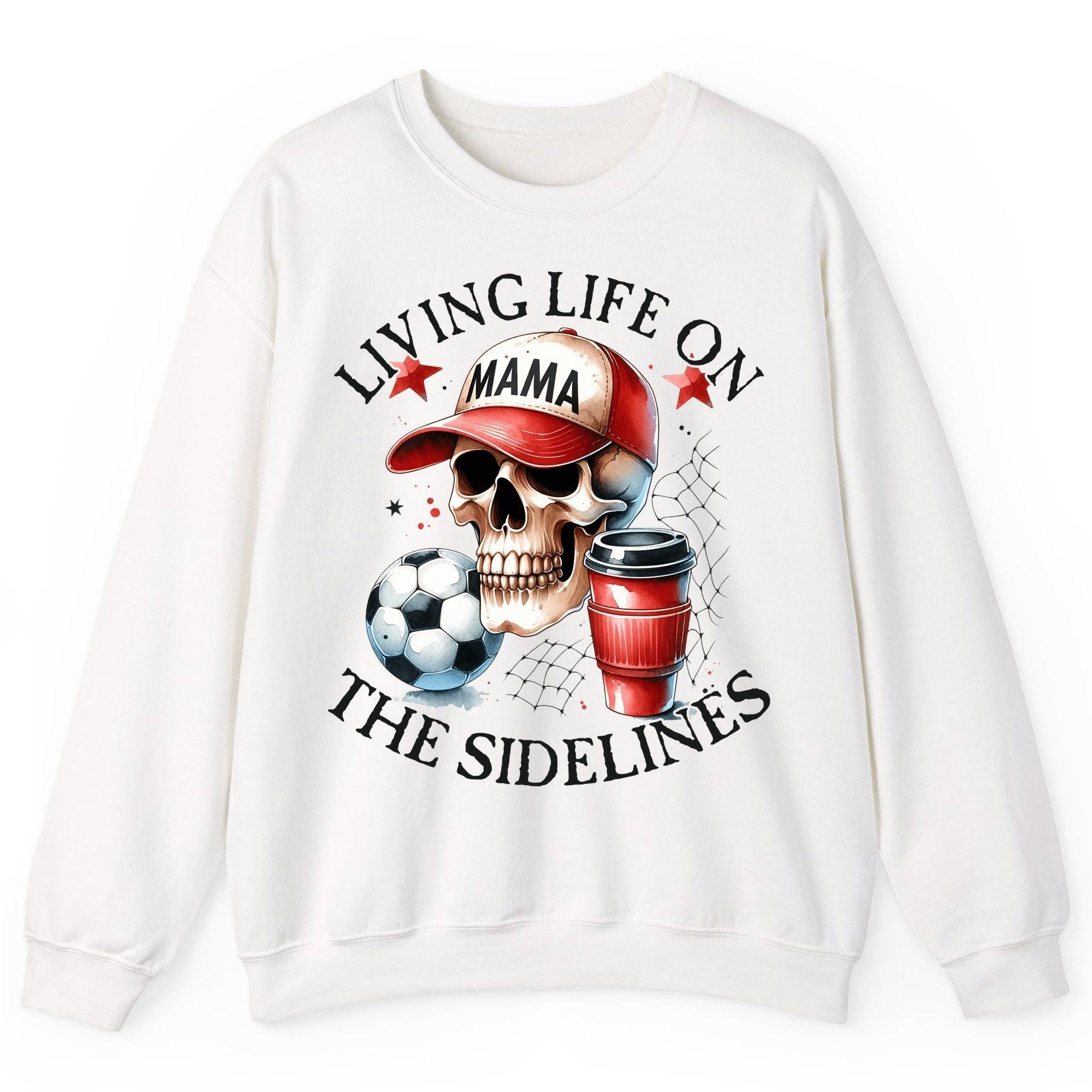Living Life on the Sidelines soccer mom Sweatshirt White product mockup