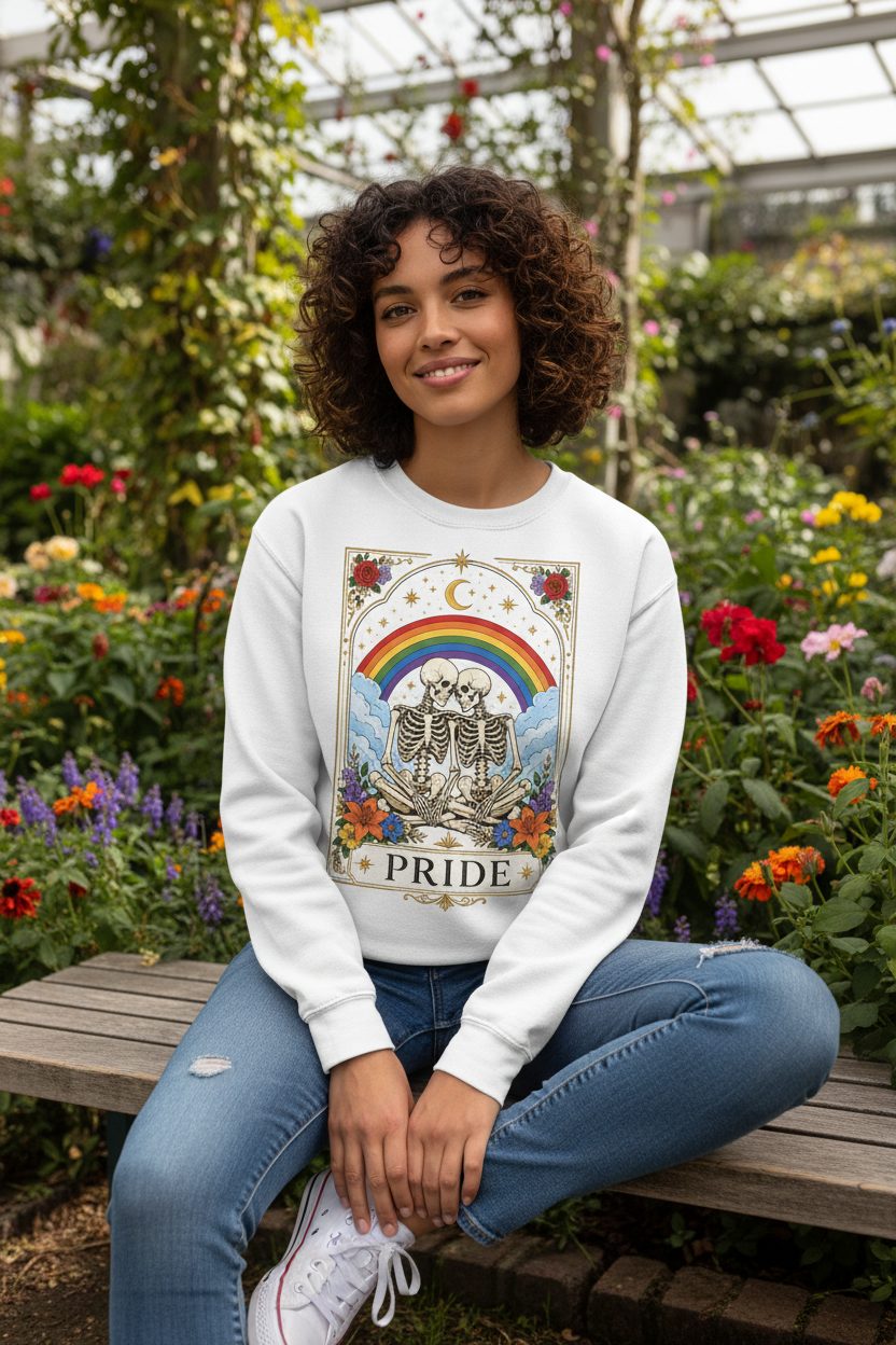 Pride Lgbtq Sweatshirt - lifestyle model mockup - White
