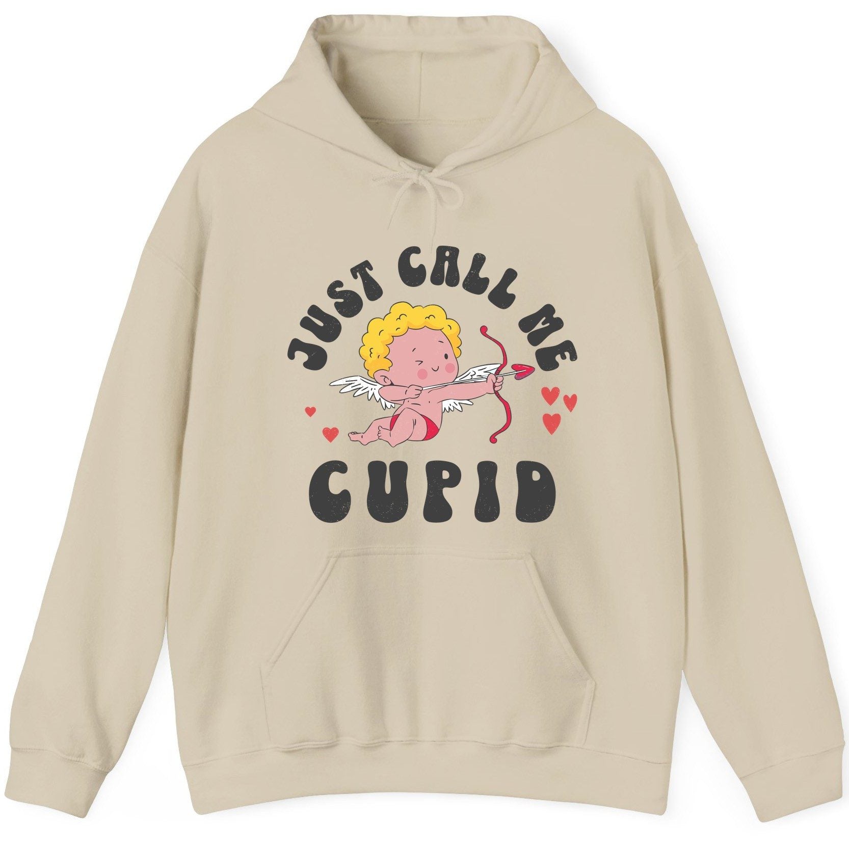 Just Call Me Cupid cupid Hoodie Sand product mockup