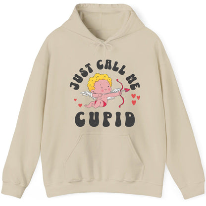 Just Call Me Cupid cupid Hoodie Sand product mockup