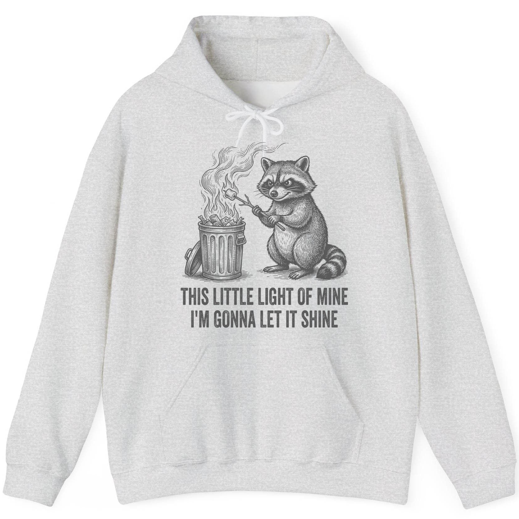 THIS LITTLE LIGHT OF MINE I'M GONNA LET IT SHINE Raccoon Hoodie Ash product mockup