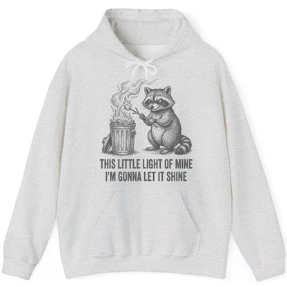 THIS LITTLE LIGHT OF MINE I'M GONNA LET IT SHINE Raccoon Hoodie Ash product mockup