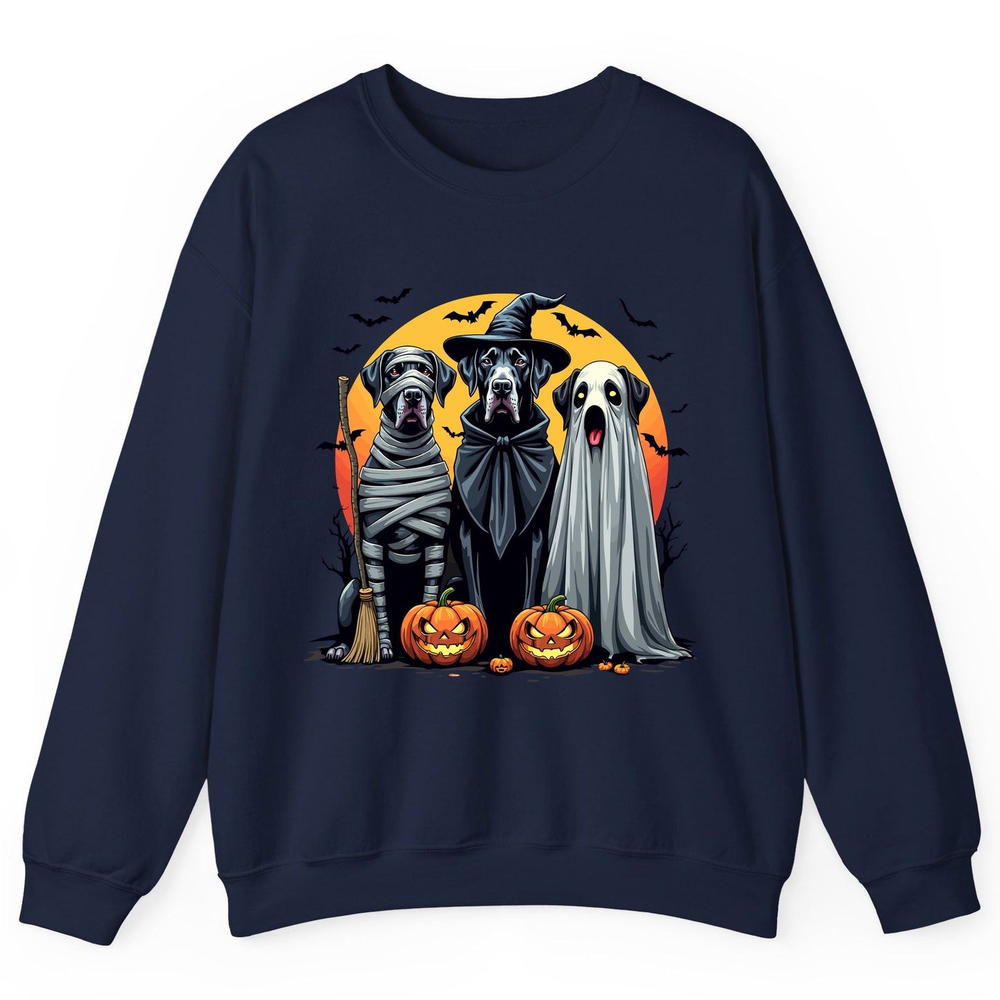 Halloween Dogs in Costumes Halloween dogs Sweatshirt Navy product mockup
