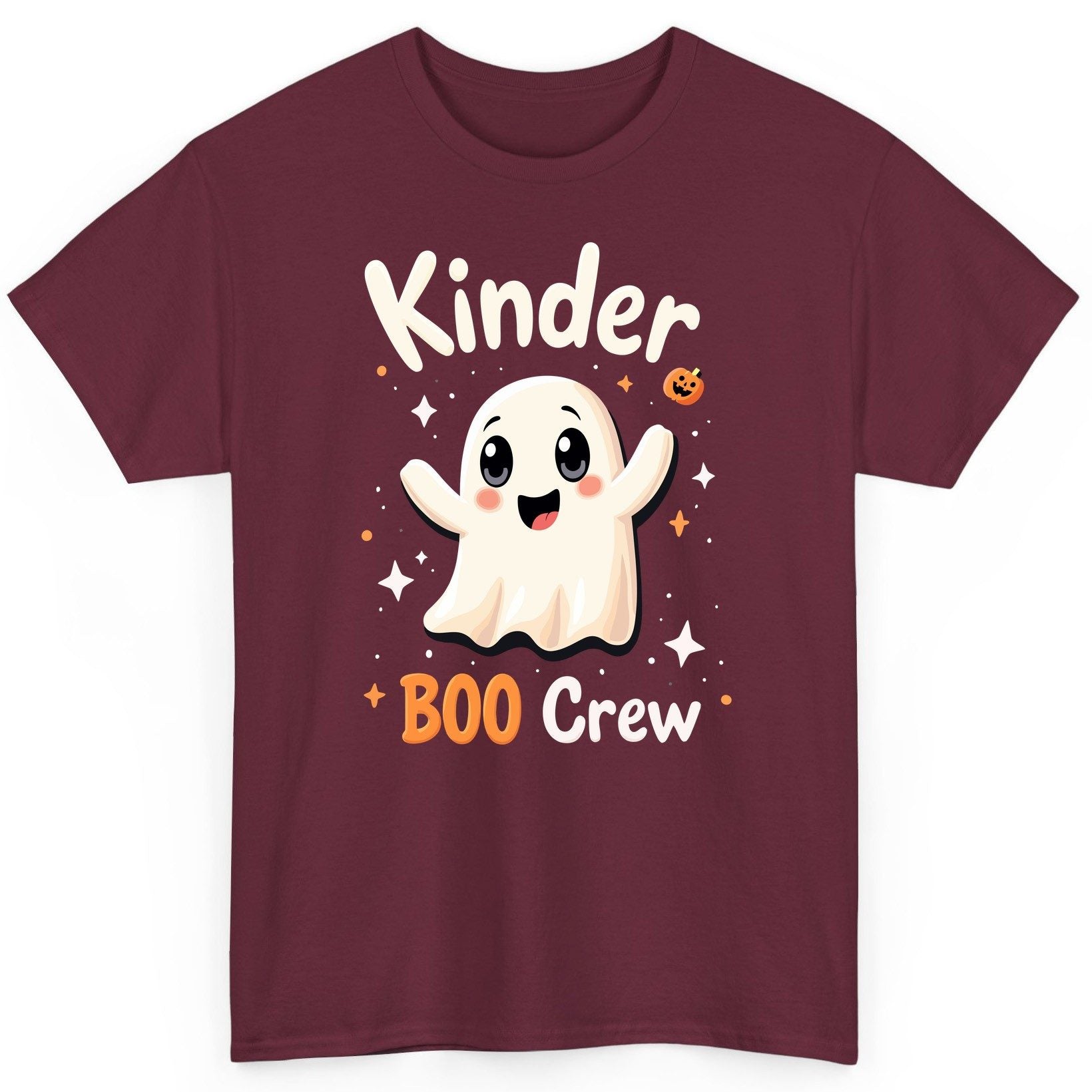 Kinder Boo Crew cute ghost T-Shirt Maroon product mockup