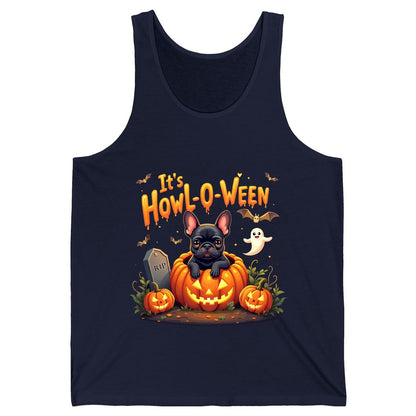 It's Howl-O-Ween french bulldog Tank Top Navy product mockup