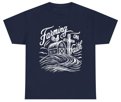 Farming on Faith christian farming Youth T-Shirt Navy product mockup