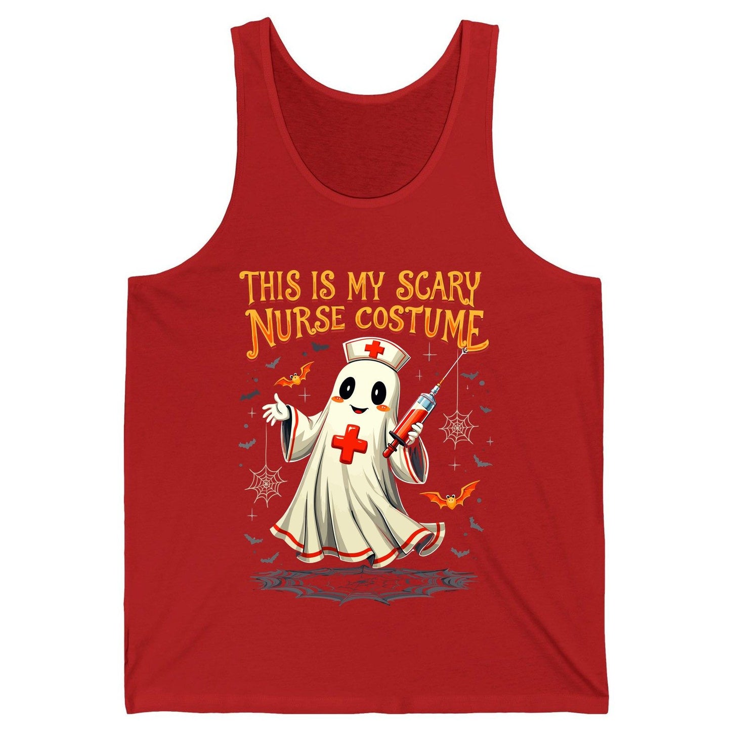 This Is My Scary Nurse Costume Halloween ghost nurse Tank Top Red product mockup