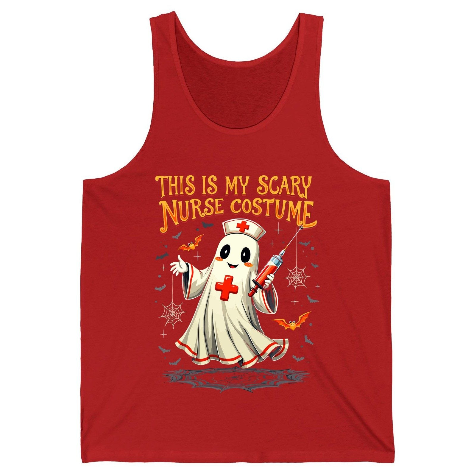 This Is My Scary Nurse Costume Halloween ghost nurse Tank Top Red product mockup