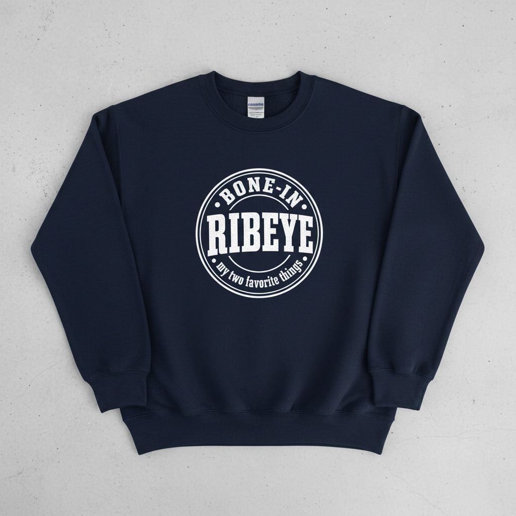 Bone-In Ribeye My Two Favorite Things Sweatshirt - Navy