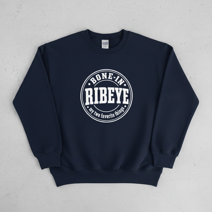 Bone-In Ribeye My Two Favorite Things Sweatshirt - Navy