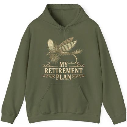 My Retirement Plan fly fishing Hoodie Military Green product mockup