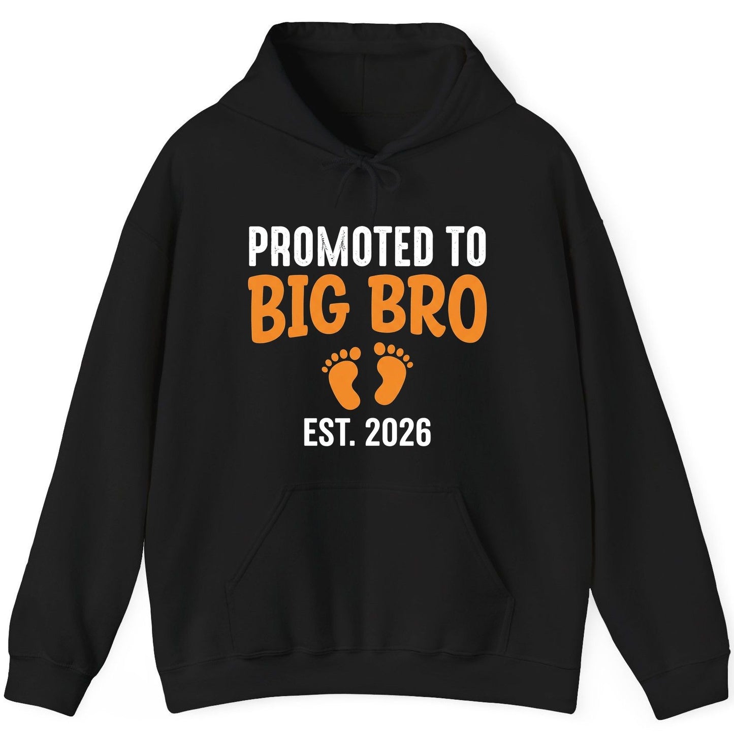 Promoted TO BIG BRO EST 2026 Pregnancy Announcement Hoodie - product mockup - Black
