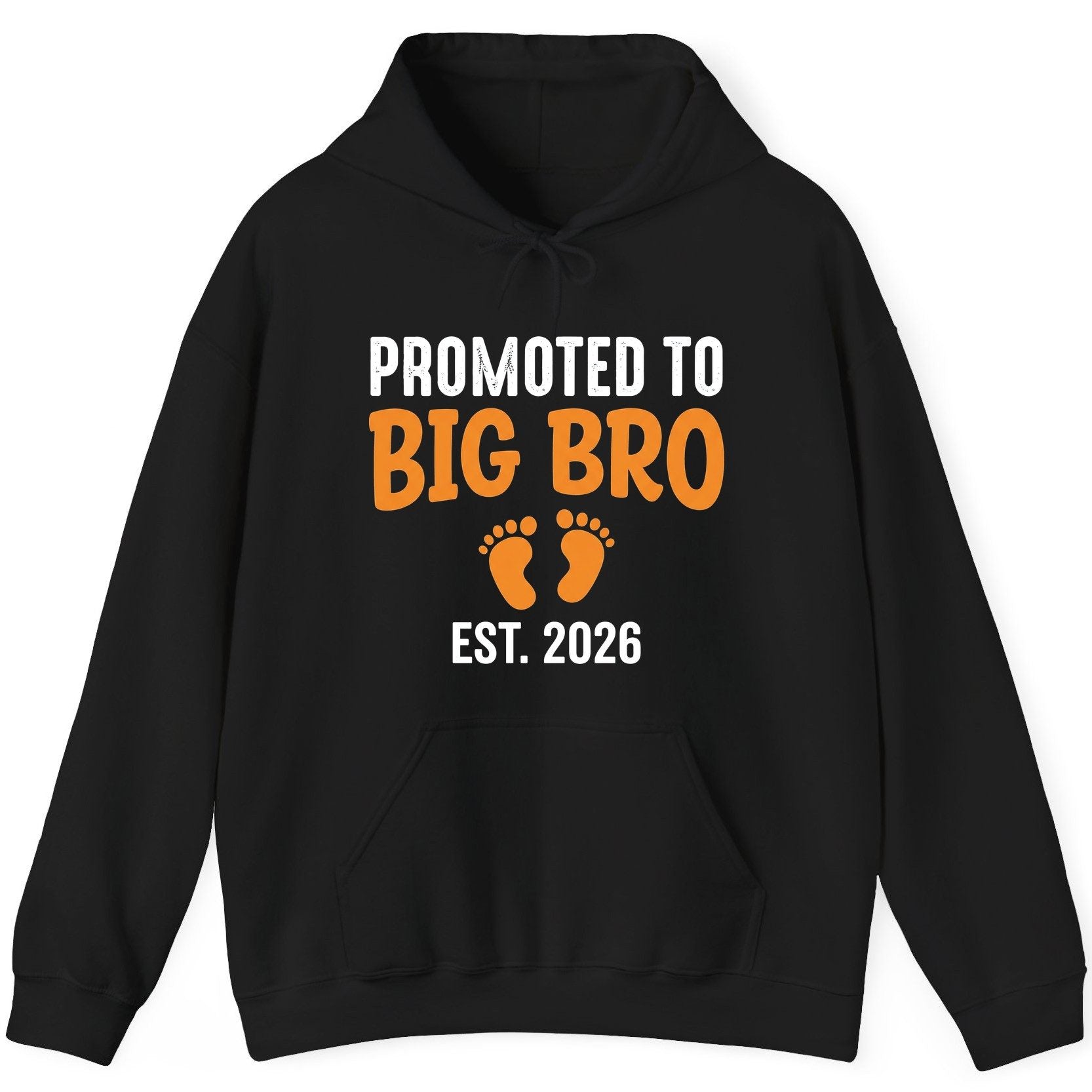 Promoted TO BIG BRO EST 2026 Pregnancy Announcement Hoodie - product mockup - Black