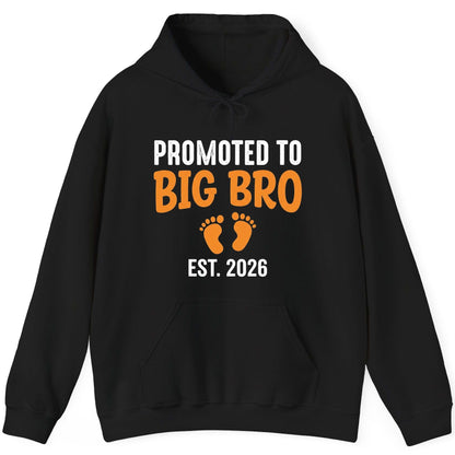 Promoted TO BIG BRO EST 2026 Pregnancy Announcement Hoodie - product mockup - Black