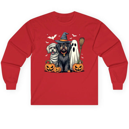 Halloween Dogs in Costumes Halloween dogs Long Sleeve Tee Red product mockup