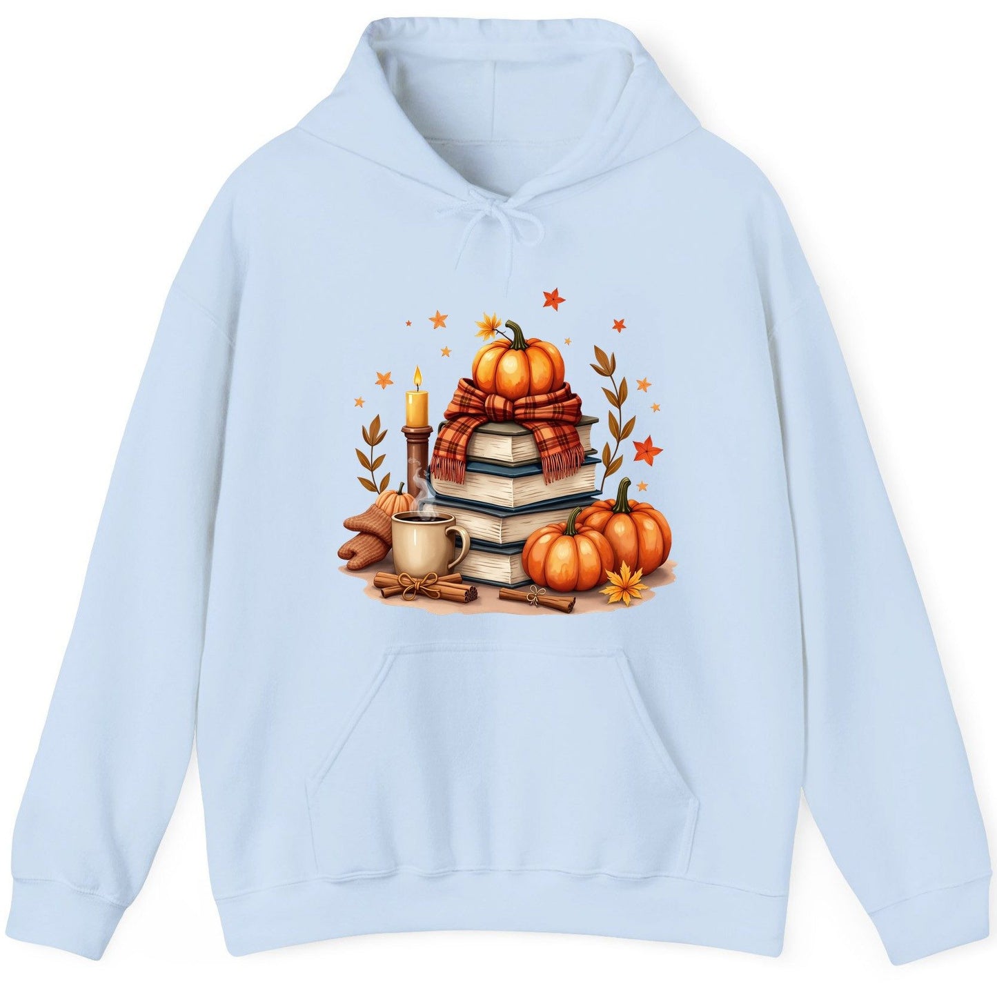 Cozy Autumn Reading Nook cozy autumn reading Hoodie Light Blue product mockup