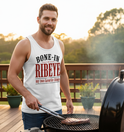 Bone-In Ribeye Steak Humor Tank Top - White