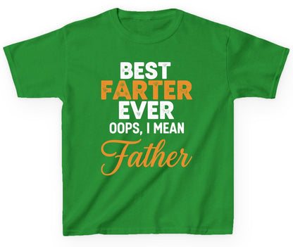 Best Farter Ever Oops, I Mean Father fatherhood humor Youth T-Shirt Irish Green product mockup