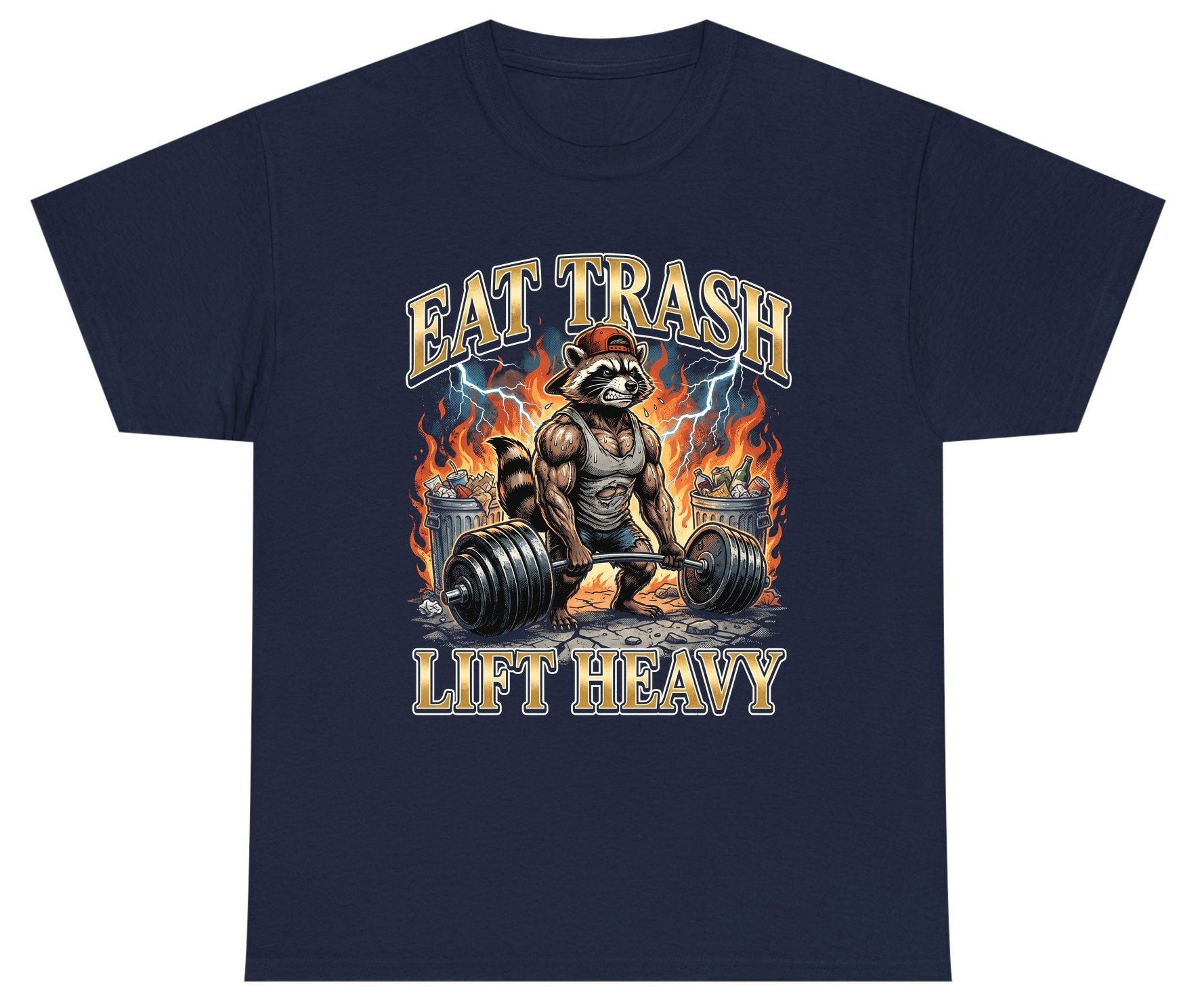 Eat Trash Lift Heavy raccoon Youth T-Shirt Navy product mockup