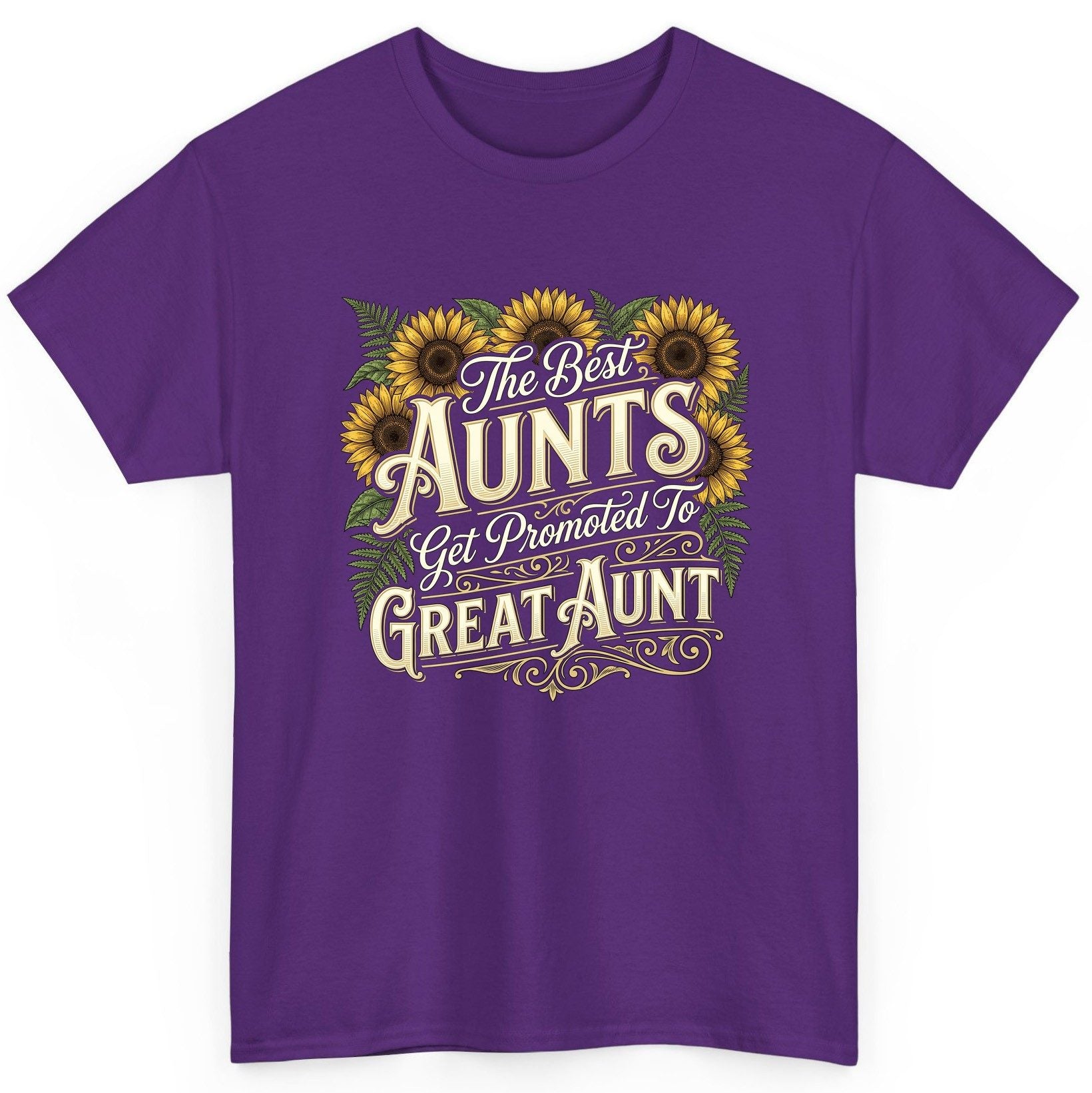The Best AUNTS Get Promoted to GREAT AUNT Retro T-Shirt - product mockup - Purple