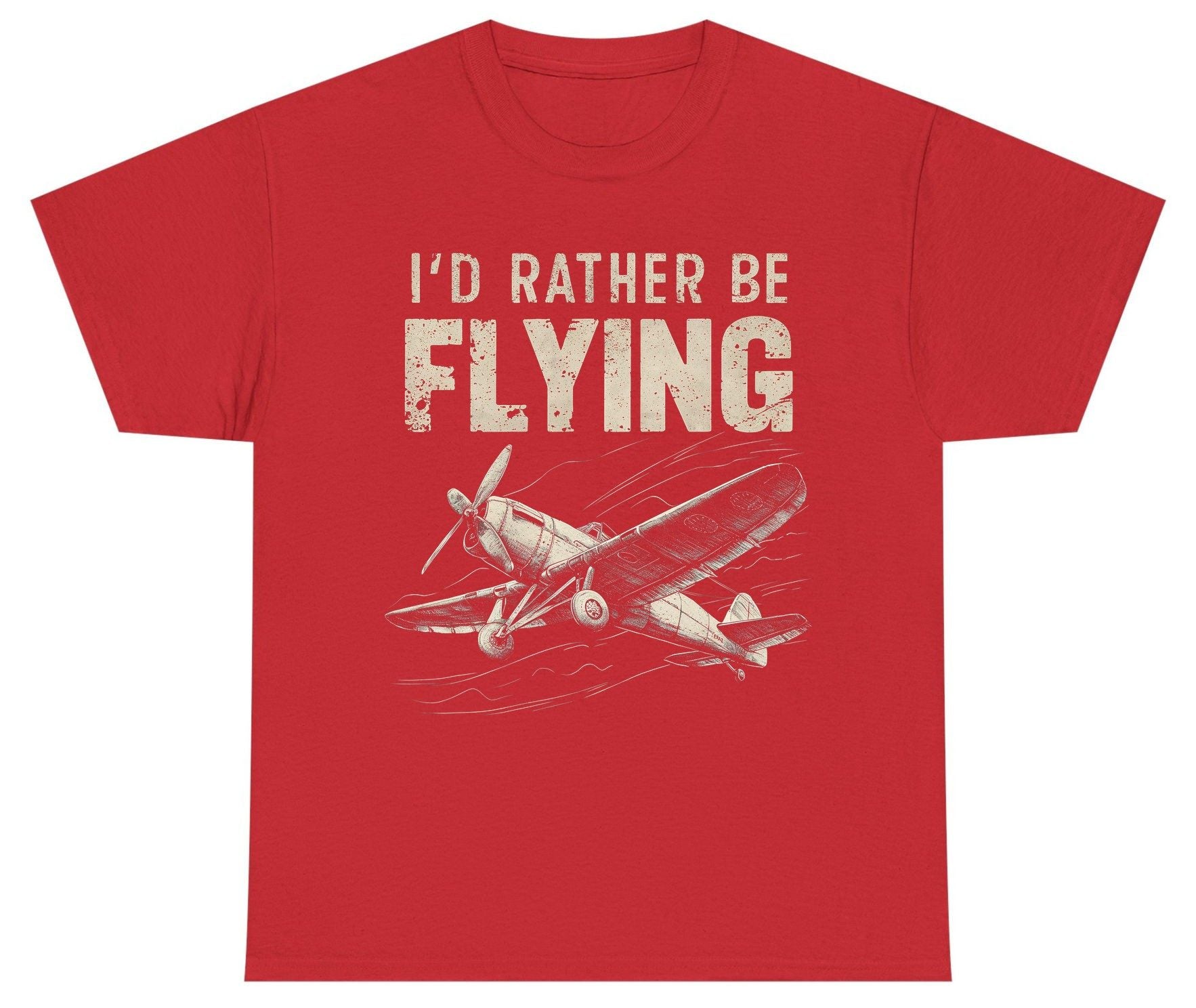 I'd Rather Be Flying vintage propeller plane Youth T-Shirt Red product mockup