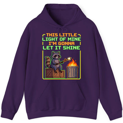 THIS LITTLE LIGHT OF MINE I'M GONNA LET IT SHINE Raccoon Hoodie Purple product mockup