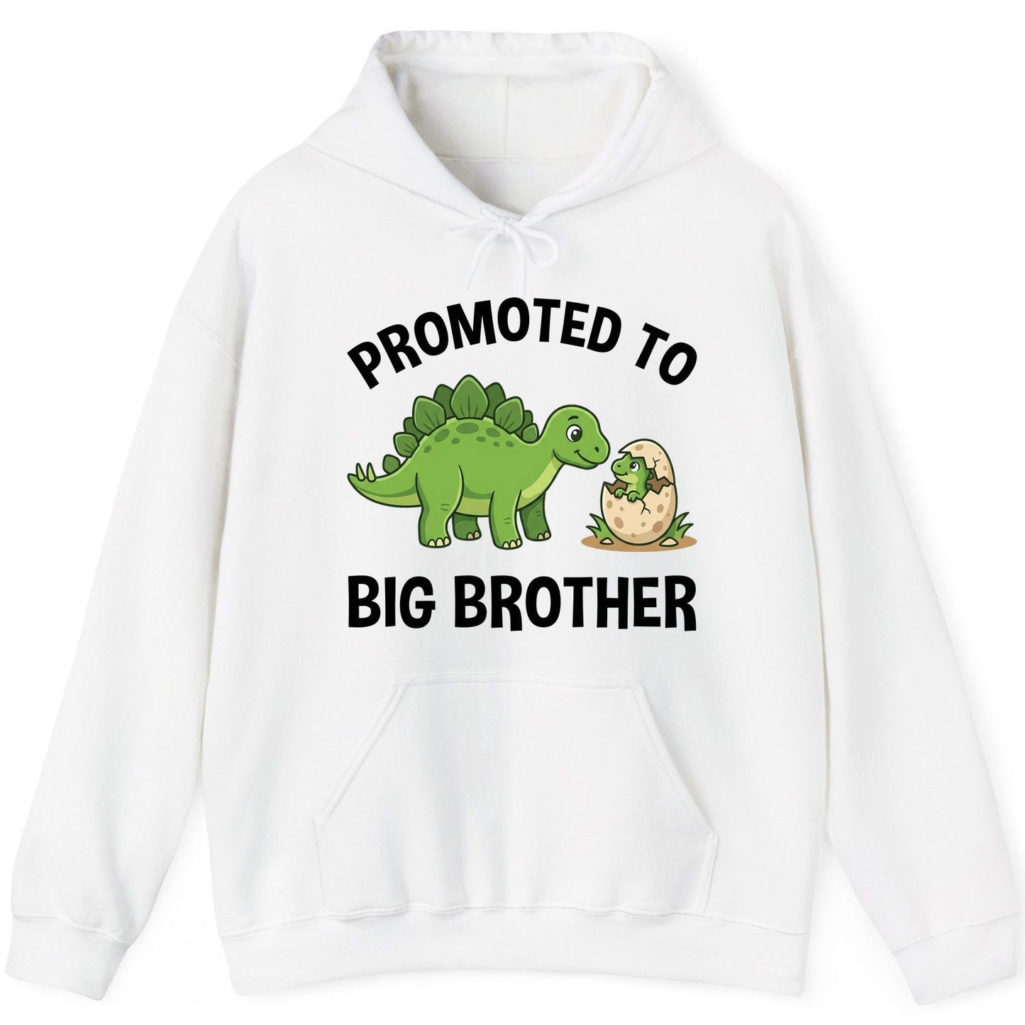 Promoted to Big Brother Dinosaur Hoodie - product mockup - White