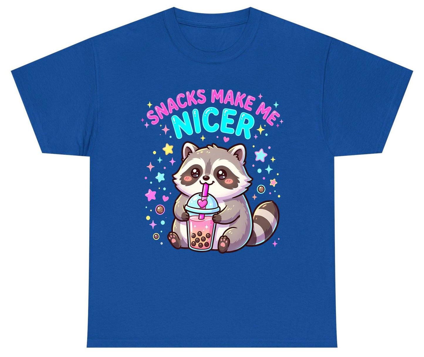 SNACKS MAKE ME NICER Funny Raccoon Youth T-Shirt - product mockup - Royal