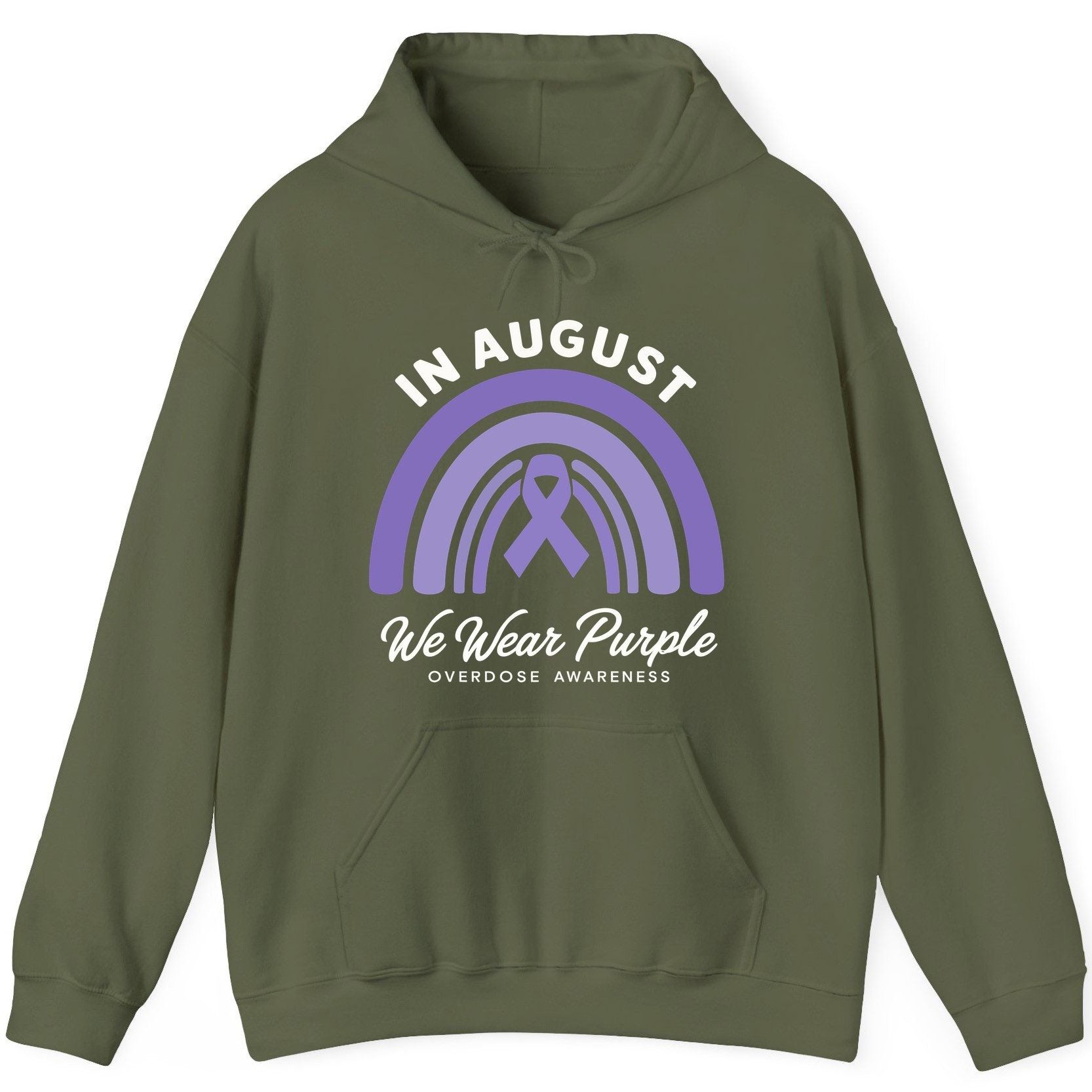 In August We Wear Purple Overdose Awareness overdose awareness Hoodie Military Green product mockup