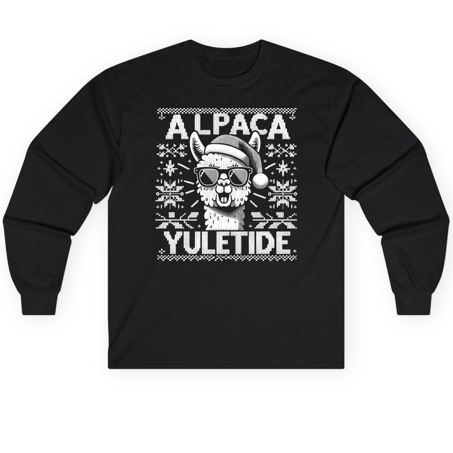 ALPACA Yuletide Funny Lovers Long Sleeve Tee - product mockup - Black